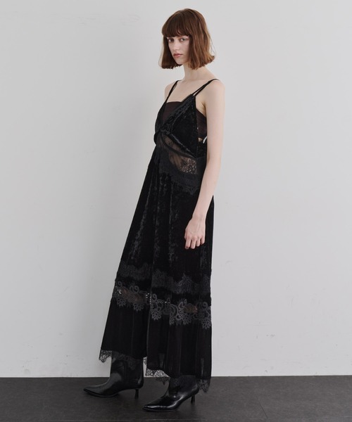 LA BELLE ETUDE（ラベルエチュード）の「レースレイヤードベロアキャミドレスワンピース（ワンピース・レディース・ブラック/その他・1/0）」の10枚目の写真