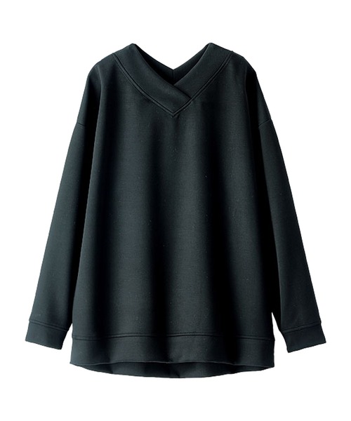 BELLUNA PLUS(ベルーナ)の「もっちりん!Vネックチュニック(Tシャツ/カットソー・レディース・アイボリー/グリーン/コーラル/ブラック・LARGE/MEDIUM/X-LARGE)」の8枚目の写真