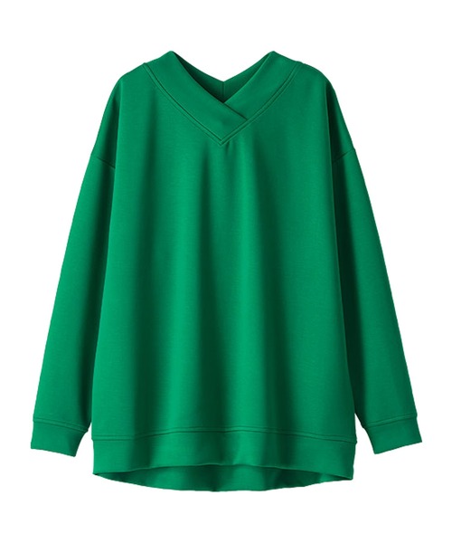 BELLUNA PLUS(ベルーナ)の「もっちりん!Vネックチュニック(Tシャツ/カットソー・レディース・アイボリー/グリーン/コーラル/ブラック・LARGE/MEDIUM/X-LARGE)」の9枚目の写真