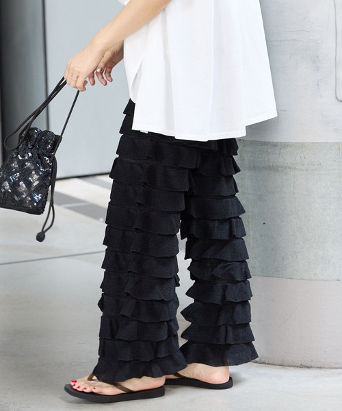 IENA（イエナ）の「フリルニットパンツ（その他パンツ・レディース・ブラック・38/36）」の4枚目の写真