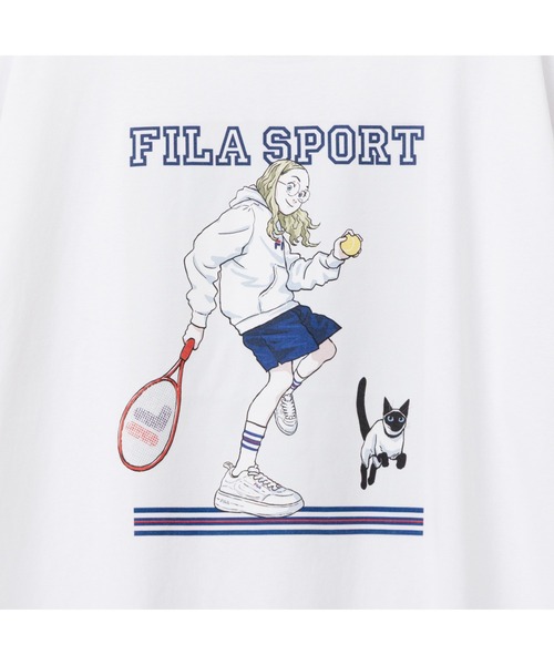 FILA(フィラ)の「SAITOH YUSUKE×FILA GRAPHIC TEE / サイトウユウスケ×フィラ グラフィックティーシャツ(Tシャツ/カットソー・レディース・ラベンダー/ホワイト・XL/L/M/S)」の4枚目の写真