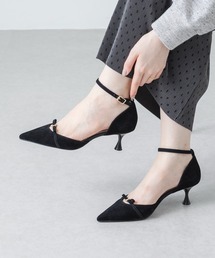 【美脚効果あり・クッション入り】5.5cmリボンストラップセパレートパンプス CB23885