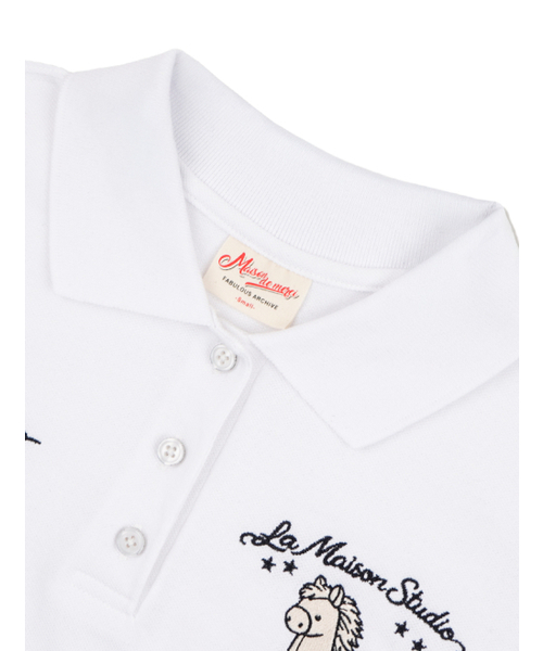 FABULOUS ARCHIVE（ファビュラスアーカイブ）の「ホルストイ刺繍ポロクロップ半袖Tシャツホワイト(FCG2TS780W)（Tシャツ/カットソー・レディース・ホワイト・SMALL）」の5枚目の写真