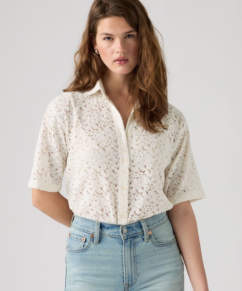 Levi's(リーバイス)の「Levi's/リーバイス ハーリー ショートスリーブ レースシャツ(シャツ/ブラウス・レディース・ホワイト・XS/S/M)」の1枚目の写真