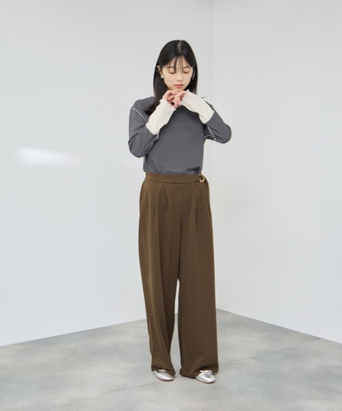 Mac-House(マックハウス)の「【Free Nature/フリーネイチャー】サイドベルト カットジョーゼット ワイドパンツ(その他パンツ・レディース・ブラウン/ブラック/モカ/グレイッシュベージュ・XL/L/M)」の14枚目の写真