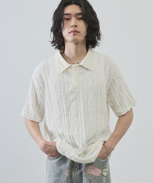 Relaxed Fit Jacquard Skipper Polo — поло‑рубашка relaxed fit с жаккардом