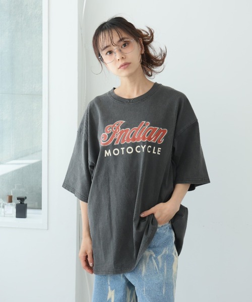 INDIAN MOTOCYCLE(インディアンモトサイクル)の「インディアンモトサイクル ピグメントロゴTシャツ(Tシャツ/カットソー・レディース・スミクロ・XL/L/M)」の1枚目の写真