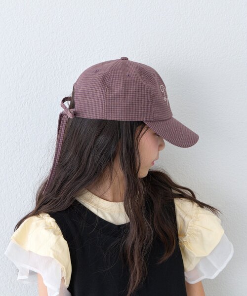 CIAOPANIC TYPY（チャオパニックティピー）の「【KIDS】後ろ紐リボンチェックロゴCAP（キャップ・キッズ・レッド/ブラック・ONE SIZE）」の17枚目の写真