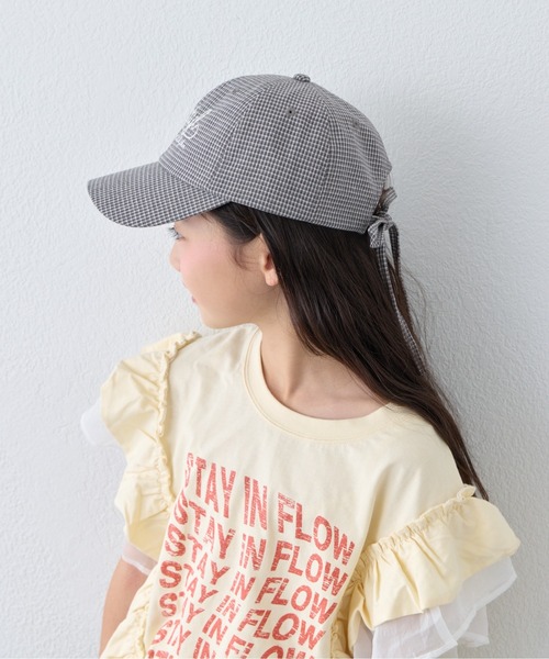 CIAOPANIC TYPY(チャオパニックティピー)の「【KIDS】後ろ紐リボンチェックロゴCAP(キャップ・キッズ・レッド/ブラック・ONE SIZE)」の8枚目の写真