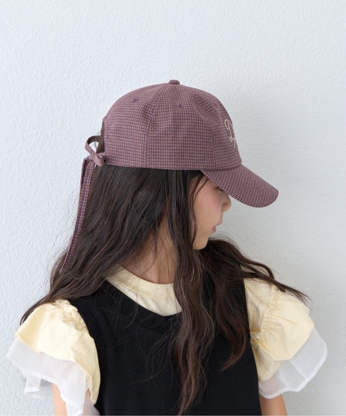 CIAOPANIC TYPY(チャオパニックティピー)の「【KIDS】後ろ紐リボンチェックロゴCAP(キャップ・キッズ・レッド/ブラック・ONE SIZE)」の9枚目の写真