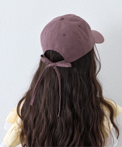 CIAOPANIC TYPY(チャオパニックティピー)の「【KIDS】後ろ紐リボンチェックロゴCAP(キャップ・キッズ・レッド/ブラック・ONE SIZE)」の3枚目の写真