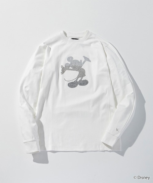 1PIU1UGUALE3 RELAX (ウノピゥウノウグァーレトレ リラックス)の「1PIU1UGUALE3 RELAX(ウノピゥウノウグァーレトレ リラックス)【ミッキーマウス】ラインストーンシルエット ロングTシャツ(Tシャツ/カットソー・メンズ・ブラック/ホワイト・L/XL/M/S/XXL)」の16枚目の写真