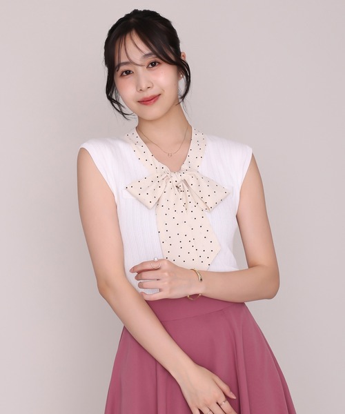MISCH MASCH(ミッシュマッシュ)の「2026秋冬新作 アソートボウタイフレンチリブニット(ニット/セーター・レディース・ネイビー/ホワイト/ワイン・フリ-)」の9枚目の写真