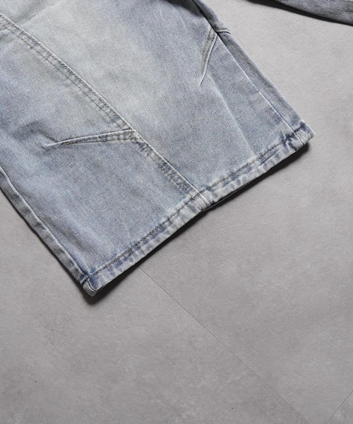 1111clothing（ワンフォークロージング）の「ワイドカーブ デニムジョーツ / Wide Curve Denim Shorts（デニムパンツ・メンズ・ネイビー/ブルー・M/L/XL）」の13枚目の写真
