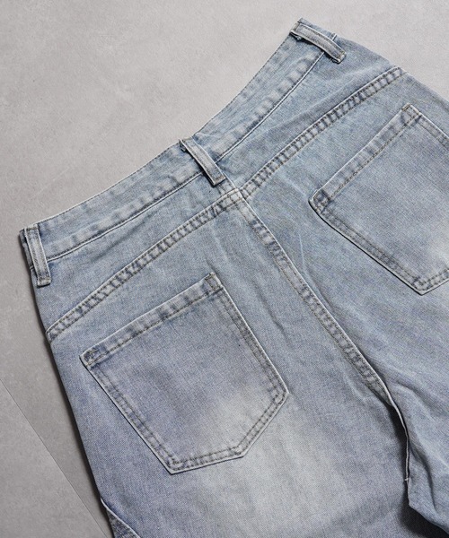1111clothing（ワンフォークロージング）の「ワイドカーブ デニムジョーツ / Wide Curve Denim Shorts（デニムパンツ・メンズ・ネイビー/ブルー・M/L/XL）」の14枚目の写真