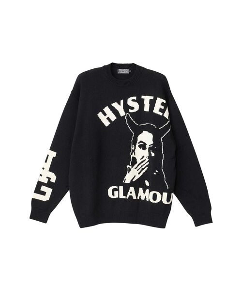 HYSTERIC GLAMOUR(ヒステリックグラマー)の「SPEAK NO EVIL編込 セーター(ニット/セーター・メンズ・イエロー/ブラック/グリーン・SMALL/X-LARGE/LARGE/MEDIUM)」の2枚目の写真