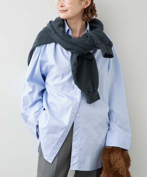 raspail（ラスパイユ）の「【Raspail/ラスパイユ】 WIDE SHIRT（シャツ/ブラウス・レディース・サックスブルー/ホワイト・FREE）」の2枚目の写真