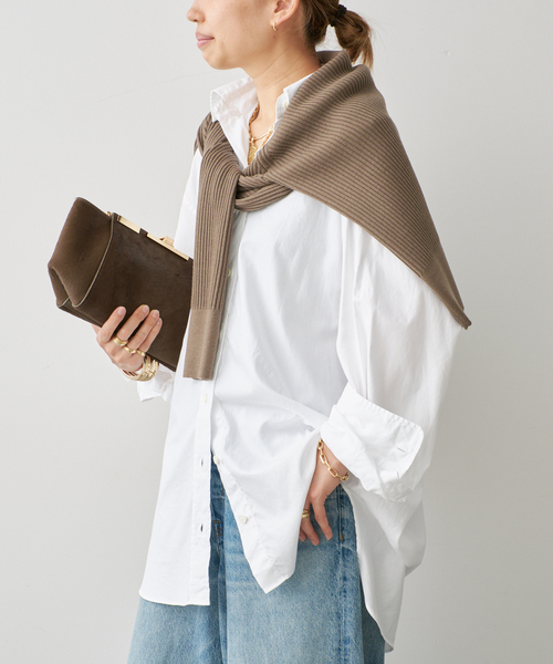 raspail（ラスパイユ）の「【Raspail/ラスパイユ】 WIDE SHIRT（シャツ/ブラウス・レディース・サックスブルー/ホワイト・FREE）」の6枚目の写真