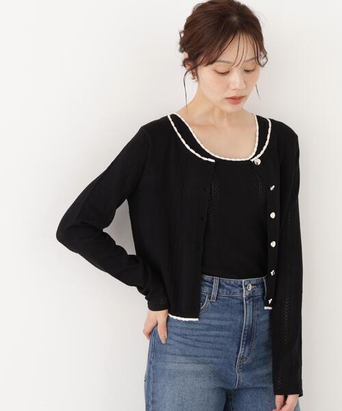 PROPORTION BODY DRESSING(プロポーションボディドレッシング)の「<a>パターンメッシュアンサンブルニット / 1216270808(アンサンブル・レディース・ボルドー/ホワイト/ブラック・FREE)」の10枚目の写真