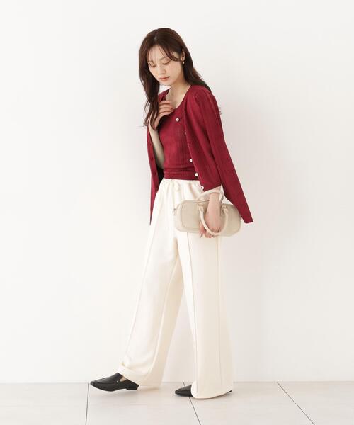 PROPORTION BODY DRESSING(プロポーションボディドレッシング)の「<a>パターンメッシュアンサンブルニット / 1216270808(アンサンブル・レディース・ボルドー/ホワイト/ブラック・FREE)」の4枚目の写真