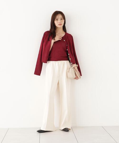 PROPORTION BODY DRESSING(プロポーションボディドレッシング)の「<a>パターンメッシュアンサンブルニット / 1216270808(アンサンブル・レディース・ボルドー/ホワイト/ブラック・FREE)」の5枚目の写真