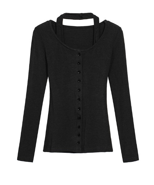 LUCPY（ラクピー）の「ホルターネックレイヤードカーディガントップス（その他トップス・レディース・ブラック・SMALL/MEDIUM/LARGE）」の2枚目の写真