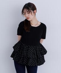 〈MFM〉ドットバルーンペプラムニット