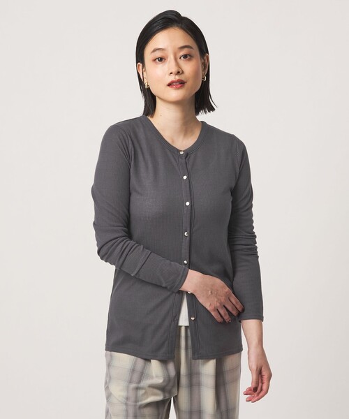 A DAY IN THE LIFE UNITED ARROWS(アデイインザライフユナイテッドアローズ)の「シアー リブカーディガン 2WAY <A DAY IN THE LIFE>(カーディガン/ボレロ・レディース・グレー系/オフホワイト/ダークグレー・FREE)」の8枚目の写真