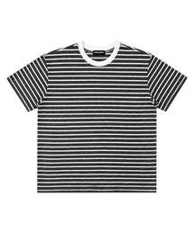 ストライプクロップ半袖Tシャツ (VS0302) チャコール