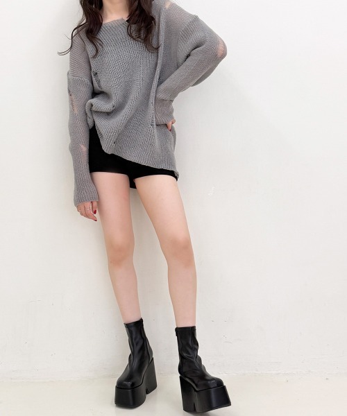 DEMETER（デメテル）の「厚底 ボリュームソール センターシーム ストレッチショートブーツ（ブーツ・レディース・ブラック系その他/ブラック・S/M/L/LL）」の13枚目の写真
