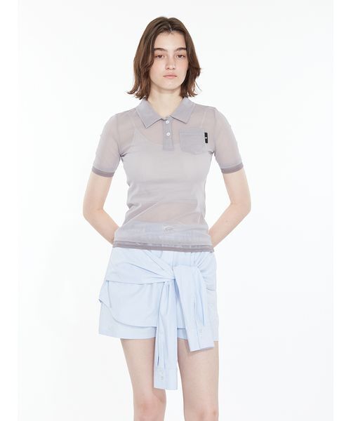 SORIN(ソリン )の「Bicolor Sheer Polo Shirt / バイカラーシアーポロシャツ(ポロシャツ・レディース・グレー/ダークグレー/ピンク/ミント・38)」の6枚目の写真