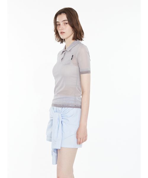 SORIN(ソリン )の「Bicolor Sheer Polo Shirt / バイカラーシアーポロシャツ(ポロシャツ・レディース・グレー/ダークグレー/ピンク/ミント・38)」の7枚目の写真