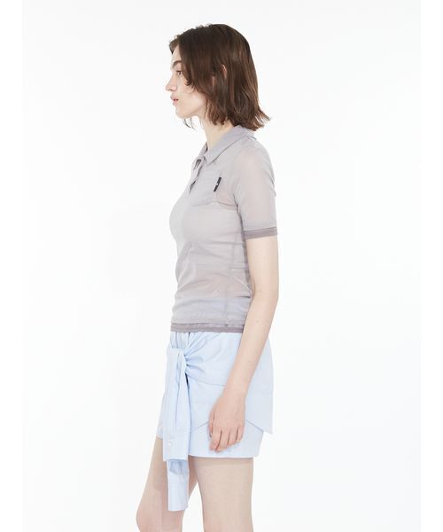 SORIN(ソリン )の「Bicolor Sheer Polo Shirt / バイカラーシアーポロシャツ(ポロシャツ・レディース・グレー/ダークグレー/ピンク/ミント・38)」の8枚目の写真