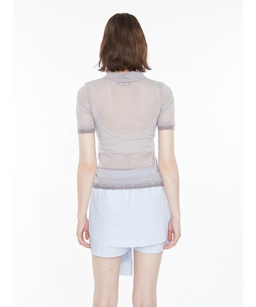 SORIN(ソリン )の「Bicolor Sheer Polo Shirt / バイカラーシアーポロシャツ(ポロシャツ・レディース・グレー/ダークグレー/ピンク/ミント・38)」の9枚目の写真