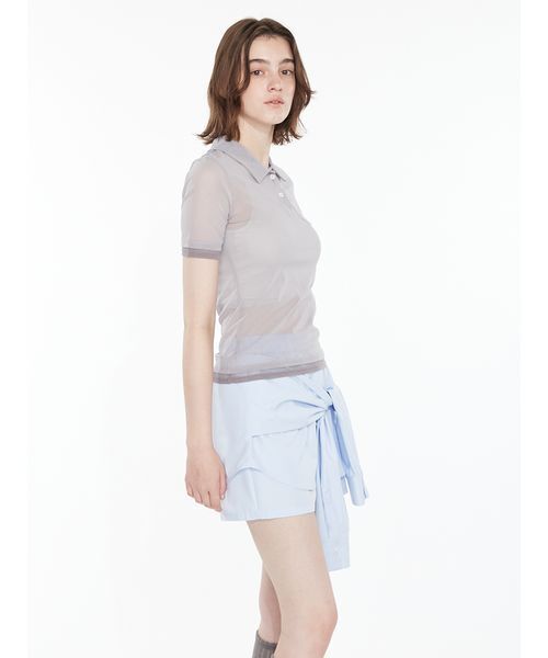 SORIN(ソリン )の「Bicolor Sheer Polo Shirt / バイカラーシアーポロシャツ(ポロシャツ・レディース・グレー/ダークグレー/ピンク/ミント・38)」の10枚目の写真