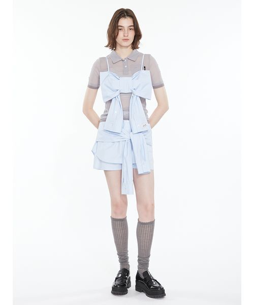 SORIN(ソリン )の「Bicolor Sheer Polo Shirt / バイカラーシアーポロシャツ(ポロシャツ・レディース・グレー/ダークグレー/ピンク/ミント・38)」の15枚目の写真