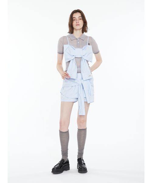 SORIN(ソリン )の「Bicolor Sheer Polo Shirt / バイカラーシアーポロシャツ(ポロシャツ・レディース・グレー/ダークグレー/ピンク/ミント・38)」の16枚目の写真