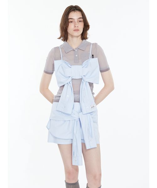 SORIN(ソリン )の「Bicolor Sheer Polo Shirt / バイカラーシアーポロシャツ(ポロシャツ・レディース・グレー/ダークグレー/ピンク/ミント・38)」の17枚目の写真