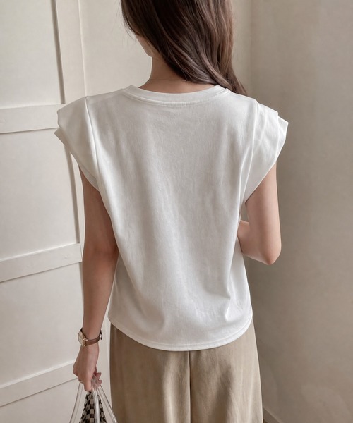 JOCOSA(ジョコサ)の「シンプル ティアードスリーブ Tシャツ(Tシャツ/カットソー・レディース・ダークグレー/カーキ/ブラック/ホワイト・S/M/L)」の9枚目の写真