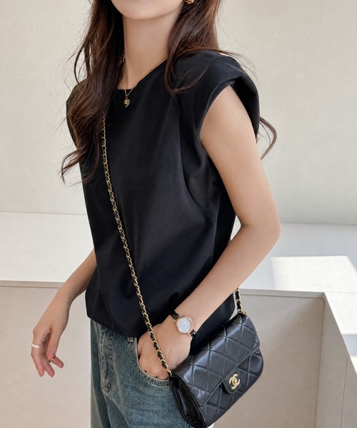 JOCOSA(ジョコサ)の「シンプル ティアードスリーブ Tシャツ(Tシャツ/カットソー・レディース・ダークグレー/カーキ/ブラック/ホワイト・S/M/L)」の12枚目の写真