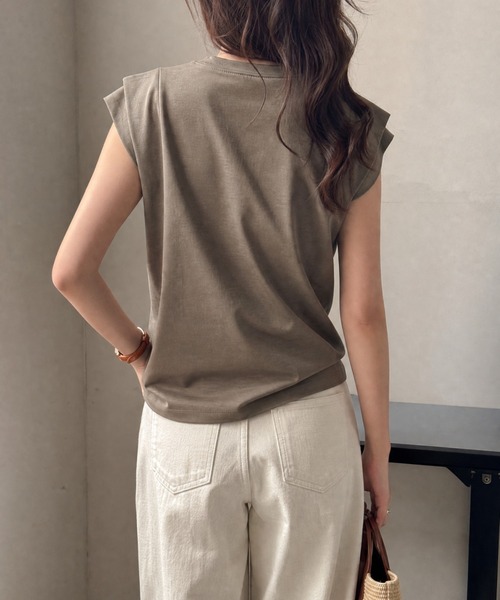 JOCOSA(ジョコサ)の「シンプル ティアードスリーブ Tシャツ(Tシャツ/カットソー・レディース・ダークグレー/カーキ/ブラック/ホワイト・S/M/L)」の7枚目の写真