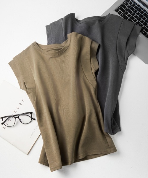 JOCOSA(ジョコサ)の「シンプル ティアードスリーブ Tシャツ(Tシャツ/カットソー・レディース・ダークグレー/カーキ/ブラック/ホワイト・S/M/L)」の17枚目の写真