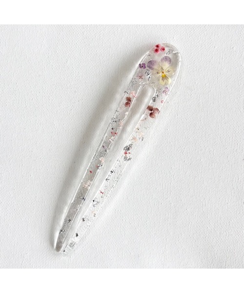 tone(トーン)の「【popochi】レジン ドライフラワー かんざし|着物 浴衣 夏 ラメ 金箔 銀箔 入り 和モダン ヘアアクセ 和風 簪(MA)(その他ヘアアクセサリー・レディース・ピンク系・FREE)」の1枚目の写真