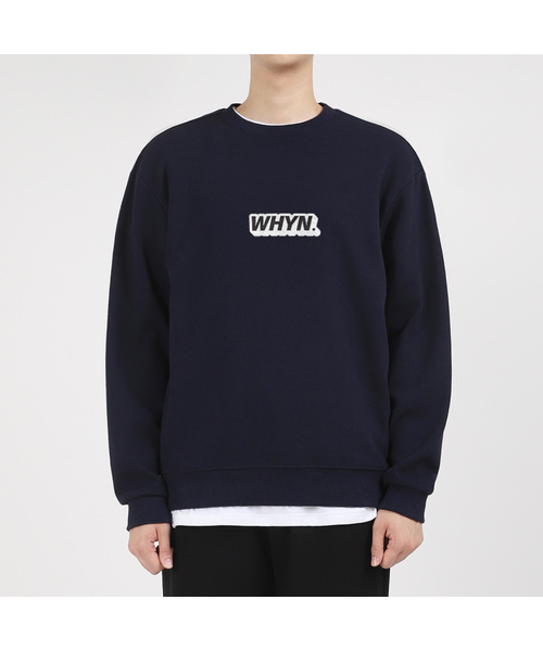 WHYN（ワイエヌ）の「イタリックロゴ スウェット G01BRD_WNX11271（スウェット・メンズ・チャコール/ホワイト/ブラック/グレー/ネイビー・MEDIUM/LARGE/2XL/4XL/XXX-LARGE/X-LARGE）」の5枚目の写真