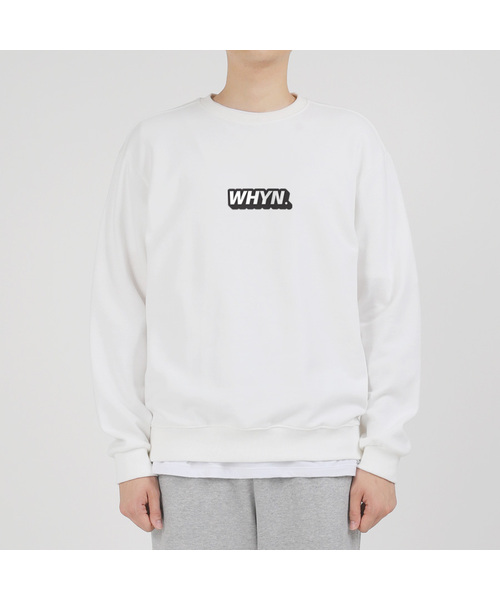 WHYN（ワイエヌ）の「イタリックロゴ スウェット G01BRD_WNX11271（スウェット・メンズ・チャコール/ホワイト/ブラック/グレー/ネイビー・MEDIUM/LARGE/2XL/4XL/XXX-LARGE/X-LARGE）」の2枚目の写真
