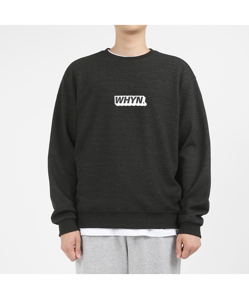 WHYN（ワイエヌ）の「イタリックロゴ スウェット G01BRD_WNX11271（スウェット・メンズ・チャコール/ホワイト/ブラック/グレー/ネイビー・MEDIUM/LARGE/2XL/4XL/XXX-LARGE/X-LARGE）」の4枚目の写真