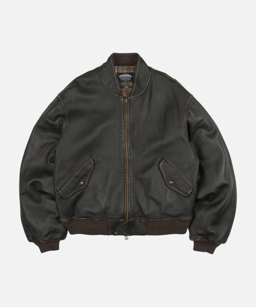 FRIZMWORKS(フリズムワークス)の「LAMBSKIN FLIGHT JACKET _ WASHED BROWN(ライダースジャケット・メンズ・その他・SMALL/MEDIUM/LARGE/X-LARGE)」の1枚目の写真