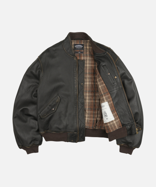 FRIZMWORKS(フリズムワークス)の「LAMBSKIN FLIGHT JACKET _ WASHED BROWN(ライダースジャケット・メンズ・その他・SMALL/MEDIUM/LARGE/X-LARGE)」の2枚目の写真