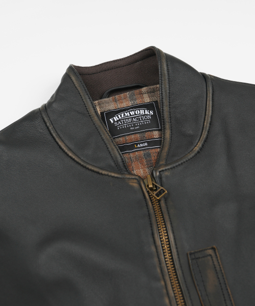 FRIZMWORKS(フリズムワークス)の「LAMBSKIN FLIGHT JACKET _ WASHED BROWN(ライダースジャケット・メンズ・その他・SMALL/MEDIUM/LARGE/X-LARGE)」の4枚目の写真