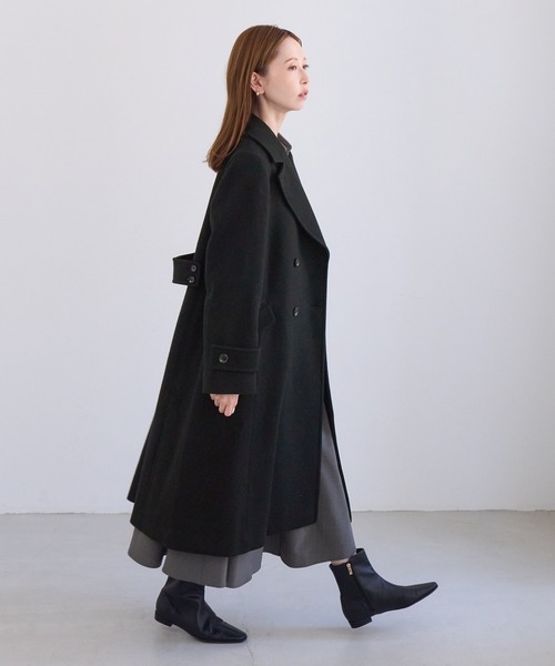 ROPE' PICNIC(ロペピクニック)の「JAPAN FABRIC ダブルチェスターロング丈ウールコート(チェスターコート・レディース・ベージュ系その他2/ブラック/ラベンダー/グレー・FREE)」の9枚目の写真